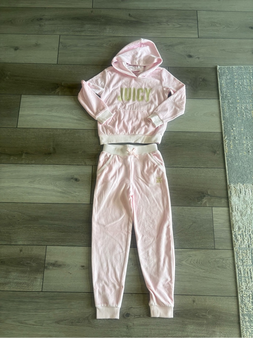 Juicy Couture Light Pink Velour Hoodie & Sweatpants Set